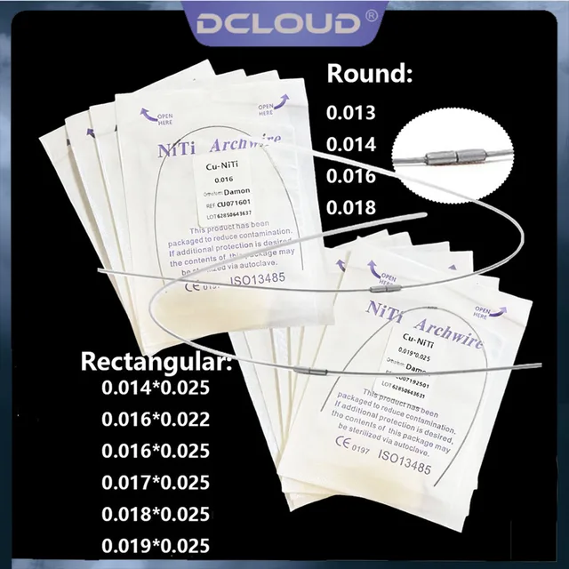10Pcs/10Packs Dental Orthodontic Copper Nickel Titanium Arch Wires Ortho Cu-NiTi Archwire With Stops Round/Rectangle Damon Form