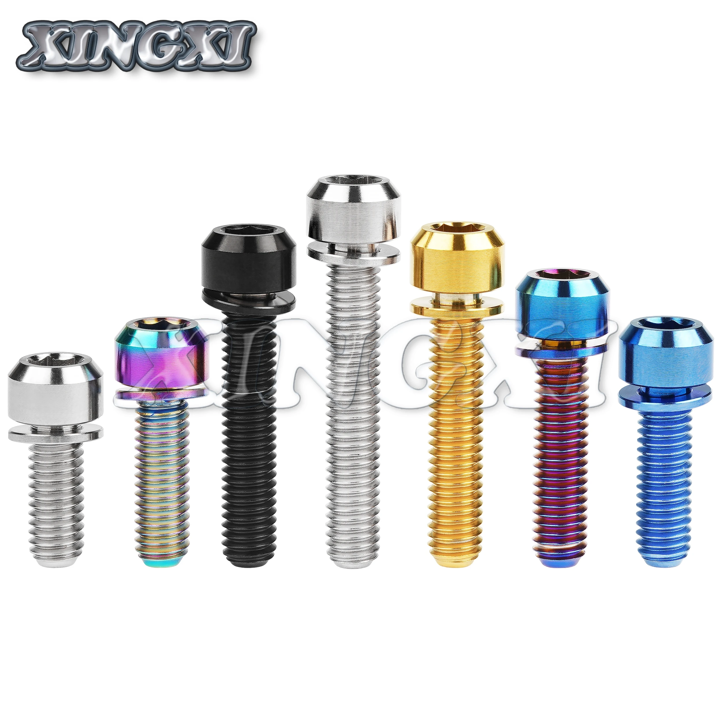 Titanium Bolts Xingxi M5/M6x16 18 20 25 30 35mm With Washer For Bicycle Srew Disc Brake Stem Clamp Bike Accessories Fasteners