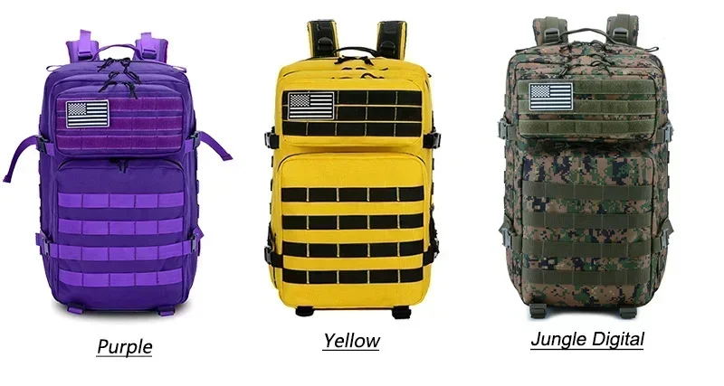 45L Tactical Backpack - Large Capacity Outdoor Hiking  Camping Bag for Men  Women