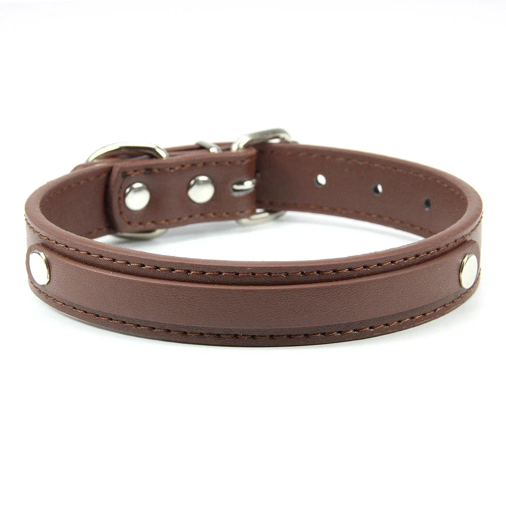 24 PCS Wholesale Plain PU Leather DIY Name ID Dog Collar Custom Letters Charms Puppy Cat Neck Strap Collars for Small Medium Dog