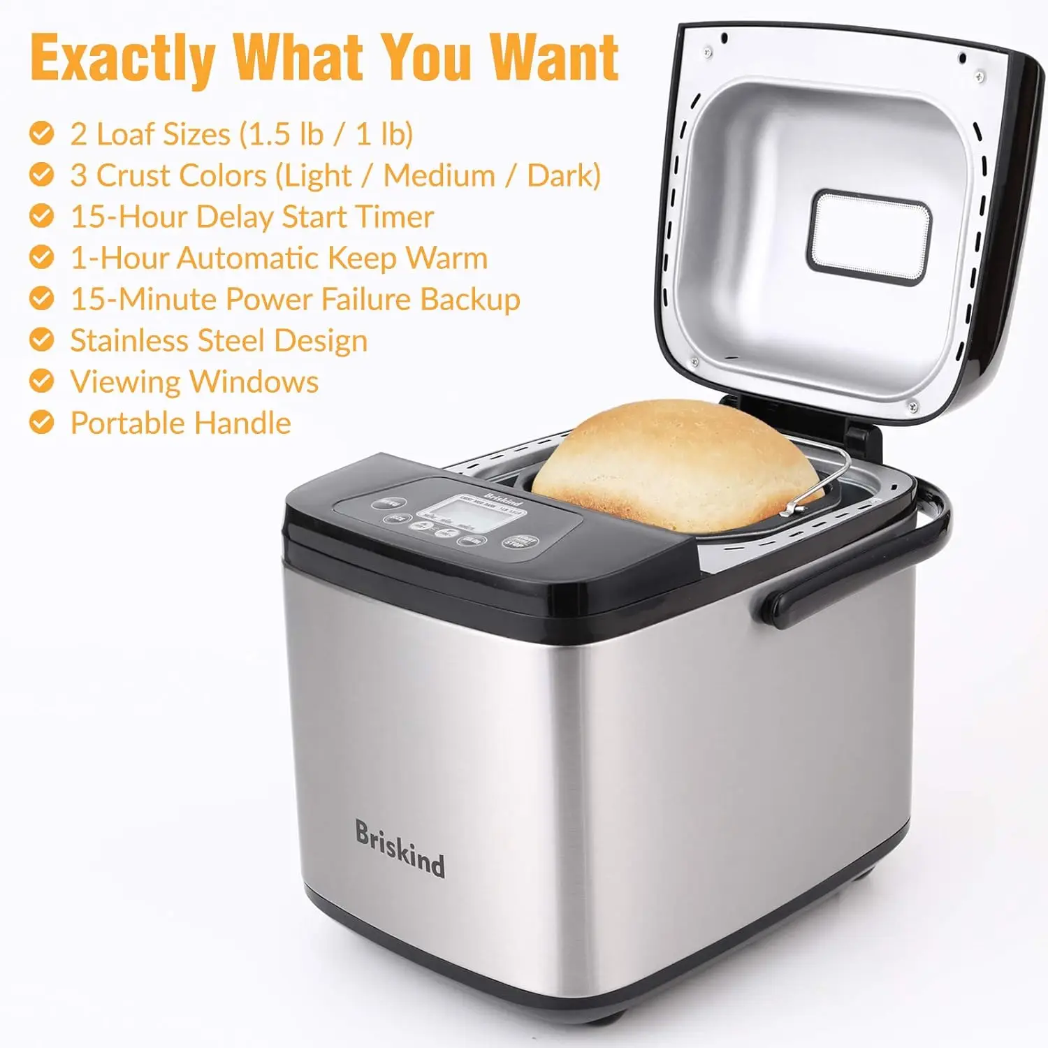 19-in-1 Compact Bread Maker Machine, 1.5 lb / 1 lb Loaf Small with Carrying Handle, Including Gluten Free 2
