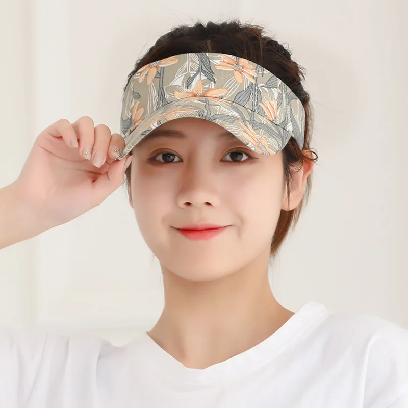 tennis caps yoga baseball hats Running Golf Tennis Caps Adjustable Breathable Sun Hats Print Women Sunscreen Visor Hat UV Protection Sports Caps