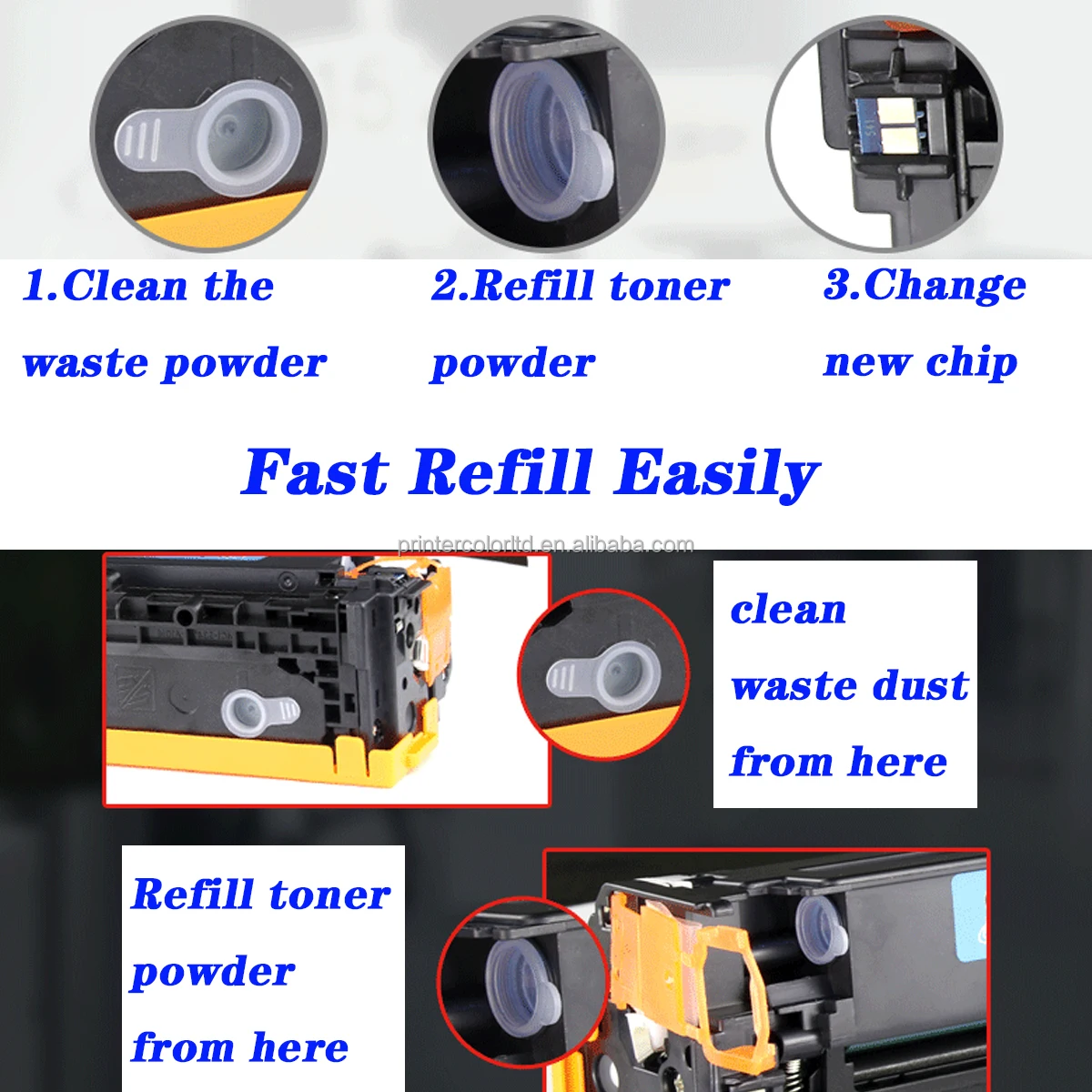 Description Picture 3 of item100G Ink Toner Powder Dust Reset Refill Kits for Lexmark  MS622  MX321 MX421 MX521MS421 MS421dn DN DW DE ADN ADW ADHE ADE MFP