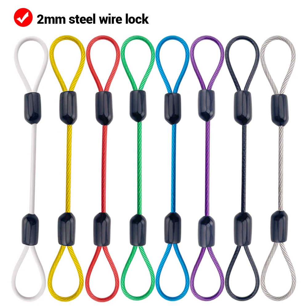 2mm Stainless Steel Wire Rope PVC Colored Coated Cable With Ring Safety Rope Fixing Hanging Sling Lanyard Bicycle Luggage Lock