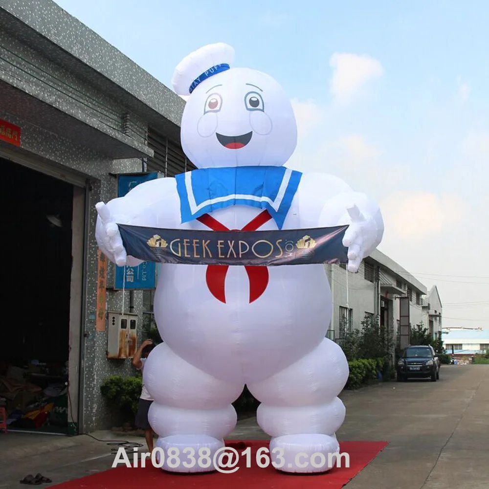 10ft-26ft Tall Giant Inflatable Stay Puft Marshmallow Man With LED Lights Halloween Ghostbusters Model For Outdoor Decor 6