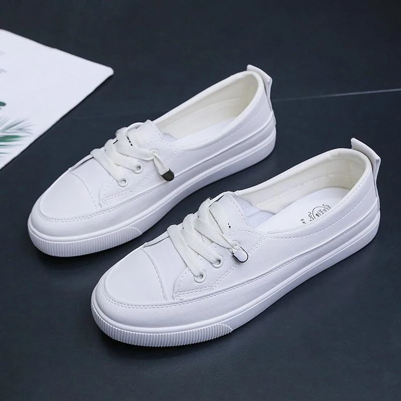 

Low Platform Sneakers Women Shoes Female Pu Leather Walking Sneakers Loafers White Flat Slip On Vulcanize Casual Shoes 2023