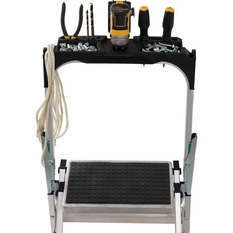 Foot Step Stool, 300-Pound Capacity L-2011-02 Stocking stepstool, 2-feet, Silver