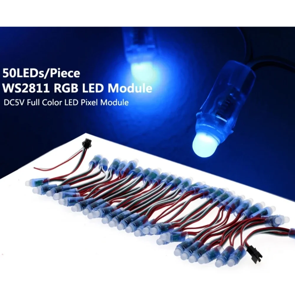 WS2811 IC LED Module Light 50PCS 10/15CM DC5V 12MM Full Color Waterproof IP68 LED String for Festival Decorative