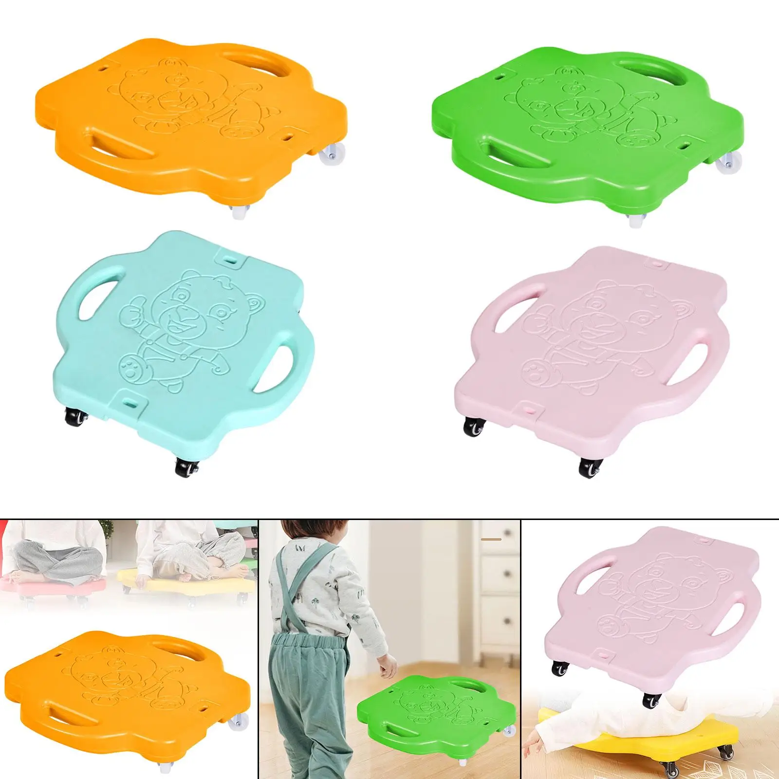 Scooter Board Multipurpose Physical Education Contoured Handles Floor Board Outdoor Scooter Rocker Training Equipment
