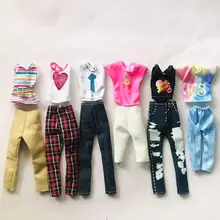 

New Good Quality Fashion Handmade 12 Pcs/set Dolls Accessories=6 Tops +6 Pants Doll Clothes for Barbie Birthday Gift for Girl