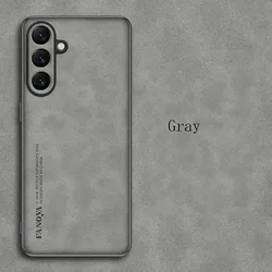 EUCAGR Luxury Sheepskin PU Leather Phone Case with Silicone Back Cover - S26 FE (GRAY)