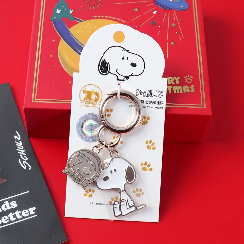 Genuine Snoopy Metal Cartoon Keychain Adult Children's Schoolbag Key Pendant Anti-lost Keychain Christmas Birthday Present Gifts