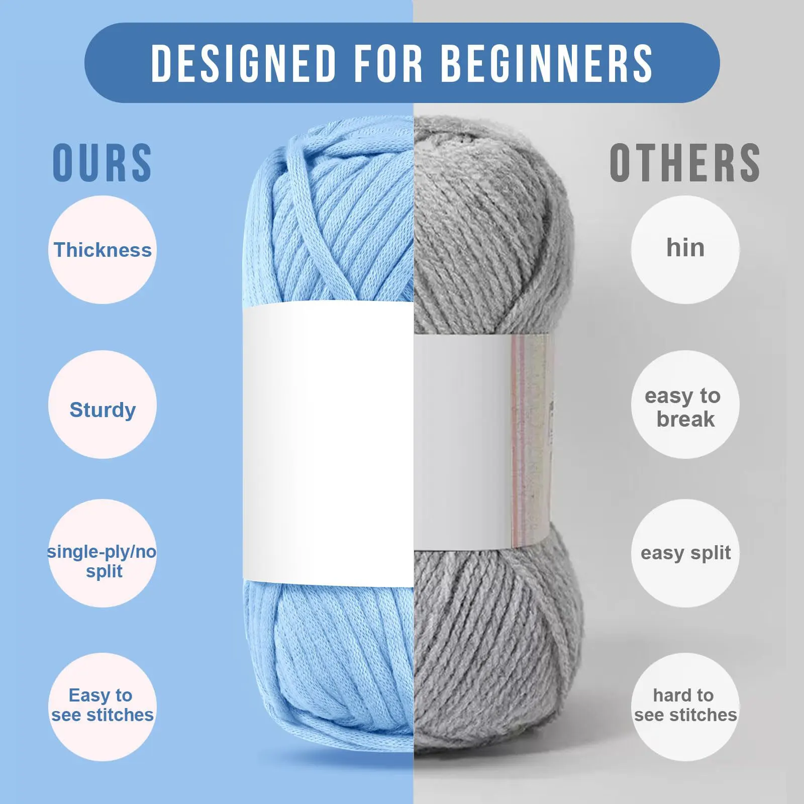 50g/roll, crochet yarn for beginners, gennuine cotton, easy to use, easy to see stitches, 68% Cotton+32% Nylon 3