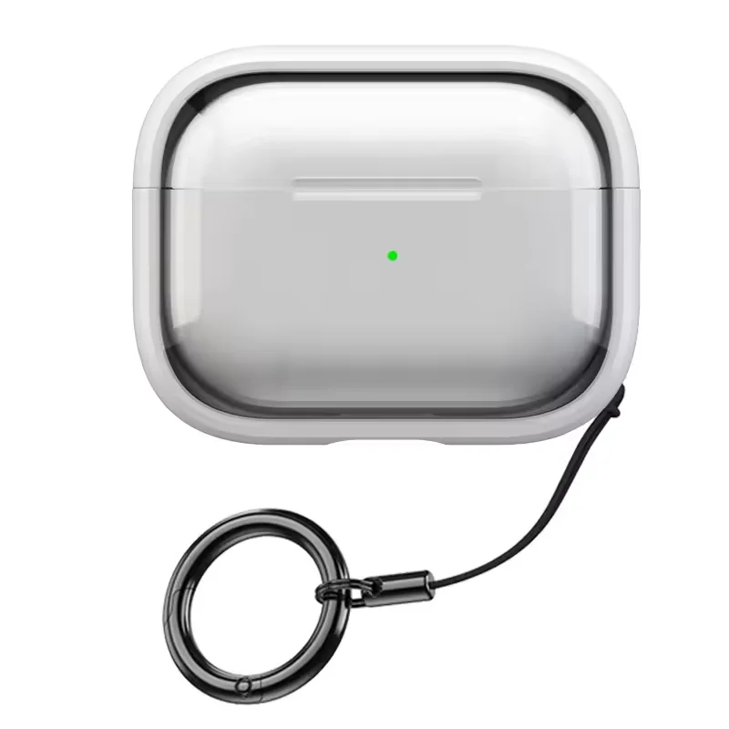 Removable Stand Latch Earphone Case with Wireless Charging and Anti-Drop Lock - Transparent Hard PC Protector Cover