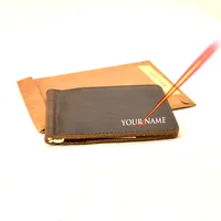 Handmade Personalized Money Clip Wallet Slim Genuine Leather with Metal Money Holder Wallet Clip euro Bill Holder Drop Shipping 1