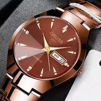 ORUSS Couple Watch Waterproof Casual Fashion Women Men Quartz Watches Ladies Stainless Date Week Men Clock Lover's Date Gift 3