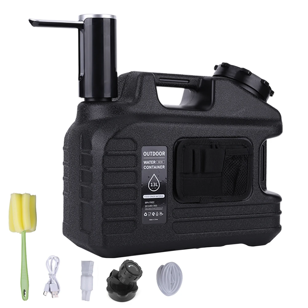 13L Camping Water Container with Spigot Emergency Water Tank Water Pump Faucet Emergency Water Bucket for Outdoor Camping Travel