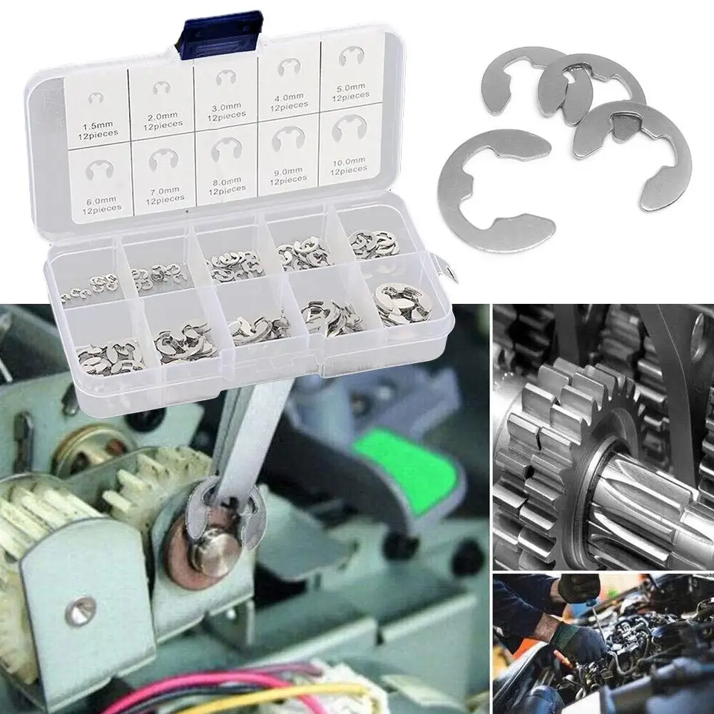 120PCS Open Retainer Type E Circlip 120Pcs 304 Stainless Steel E Clip ...