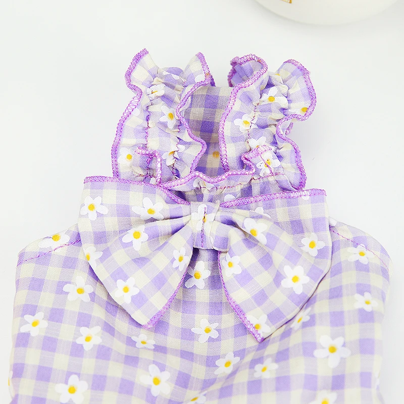 Summer Plaid Pet Dog Princess Dress for Small Dogs mascotas Clothing Cute Puppy Cat Suspender Skirt Chihuahua Pomeranian Clothes