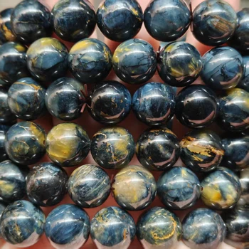 Natural Top South Africa oil painting gold Yellow Blue Pietersite Smooth Round Loose Beads Jewelry  bracelets,and matching beads