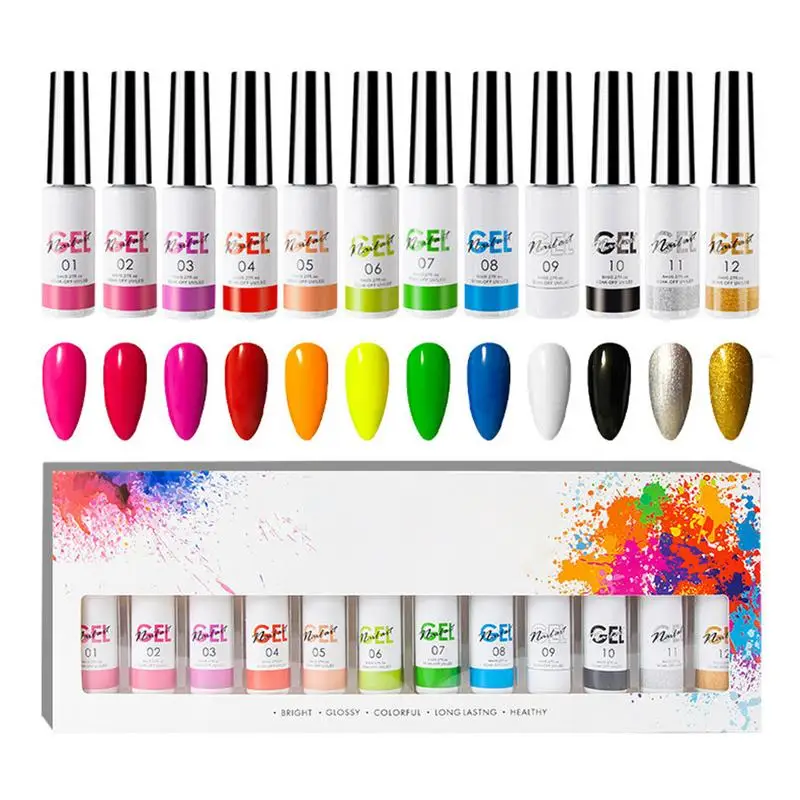 

12 Colors Nail Gel Polish Set Long Lasting & Quick Drying Colorful Painted Nail Polish Gel Set For For Women