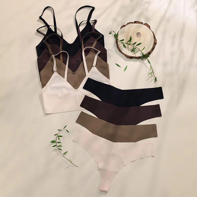 Conjunto de sujetador sin costuras con espalda en T para mujer, ropa interior deportiva cómoda y transpirable para Yoga