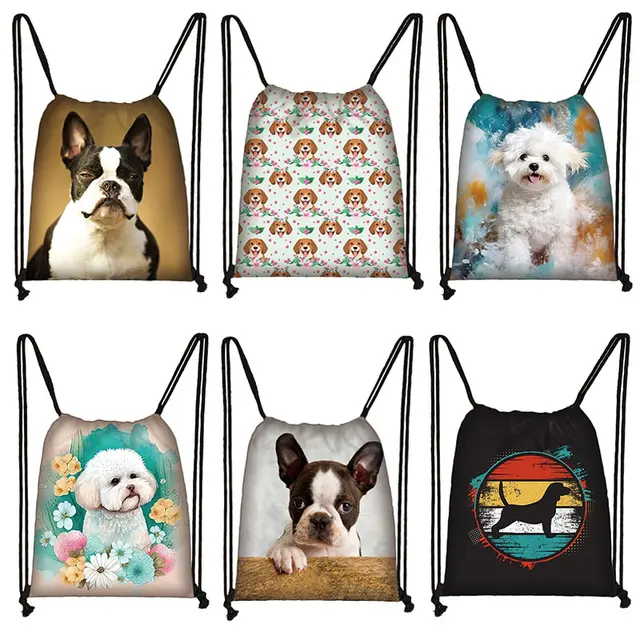 Kawaii Bichon Frise and Beagle Print Backpack