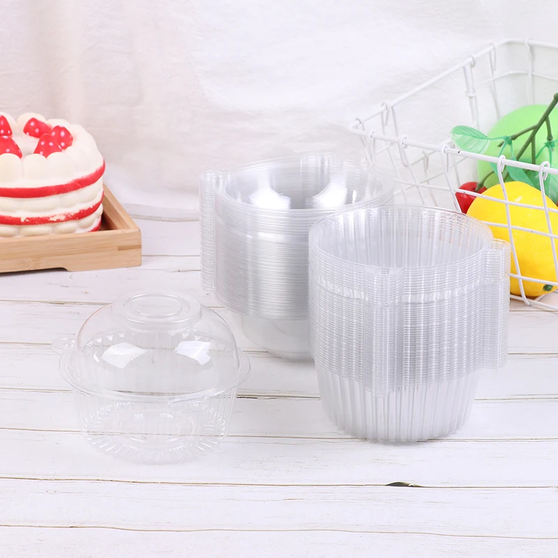 50 cup Plastic Transparent Cake Box Cute Kitten Head Cake Box Cat Ear Blister Packaging PVC Round West Point