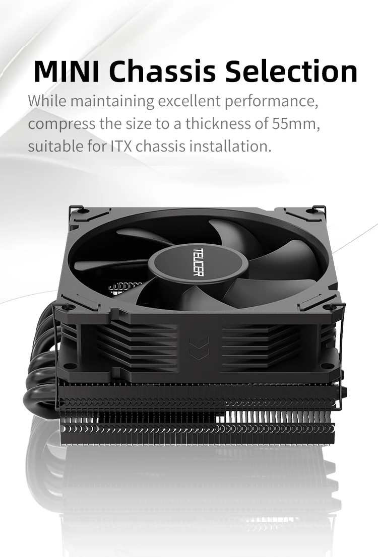 TE-55 Low Profile CPU Cooler 6 Heat-Pipes CPU Air Cooler with 15mm Thickness Sli