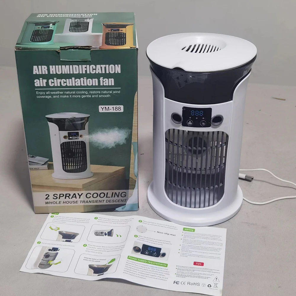 Mute Desktop USB Mini Portable Air Conditioner Fan for Room Home Camping Humidifier Water Mist Cooling Fan Night Lamp Air Cooler