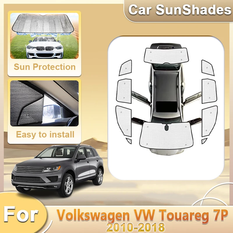 Car Full Coverages Sunshades For Volkswagen VW Touareg 7P 2010- 2011 2012 2013 Reflector Shade Sun Visor Silver Sun Tools