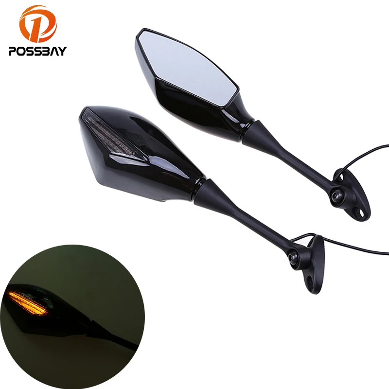 UniversalMotorcycleMirrorsLEDTurnSignalLightRearviewMirrors