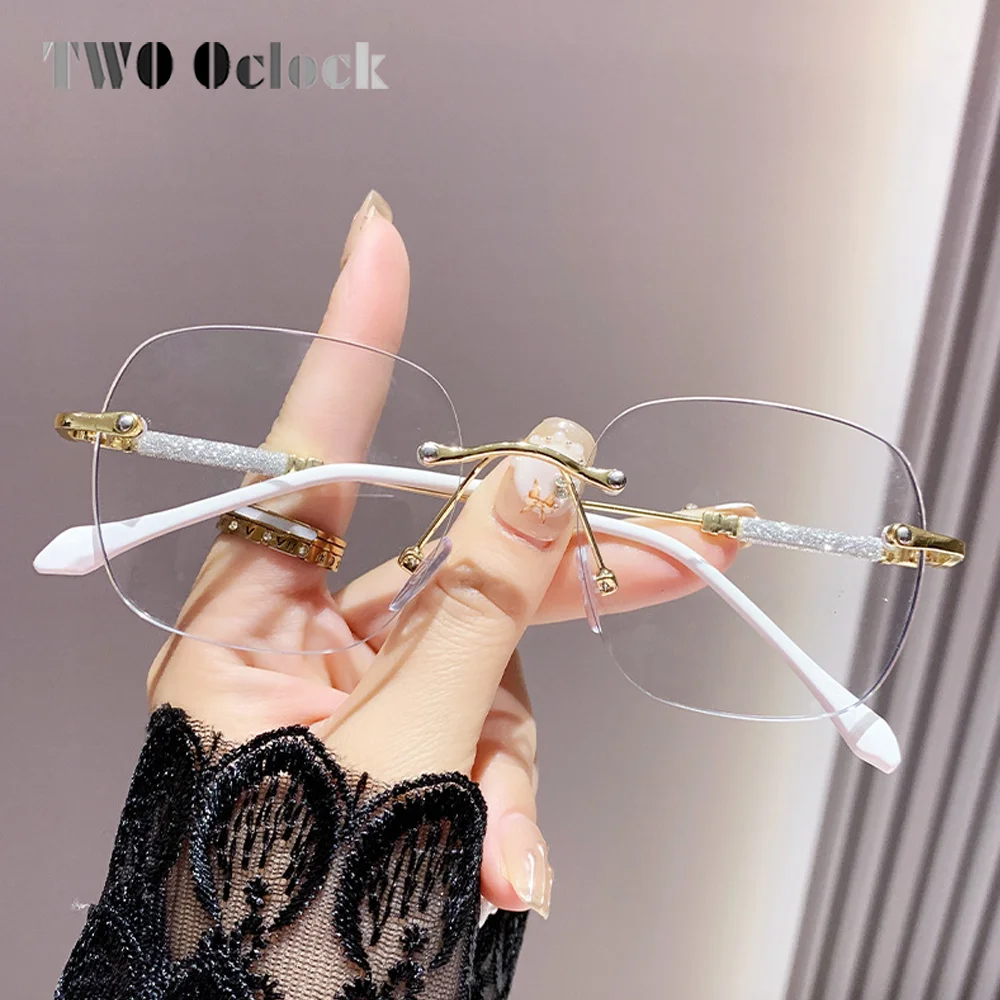 Women's Glasses Myopia Photochromic Sunglasses Rimless Prescription Glasses Graduated Optical Lenses Transparent Glasses Minus 2