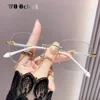 Women's Glasses Myopia Photochromic Sunglasses Rimless Prescription Glasses Graduated Optical Lenses Transparent Glasses Minus 2