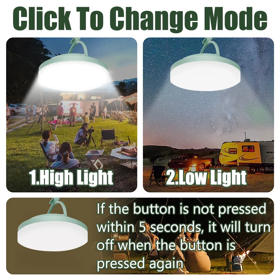 HONGYI New Camping Lantern TYPE-C Rechargeable Powerful Light with Magnet Power Bank Portable Flashlight Tent Lamp Work LED