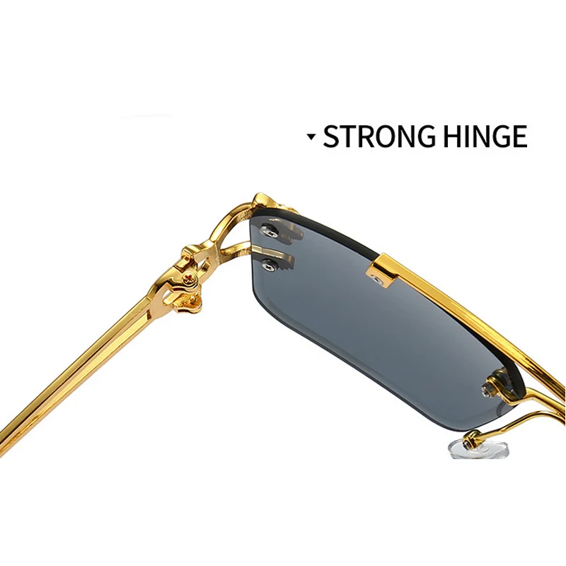 Chic Leopard Rimless Gradient Sunglasses with Double Bridges