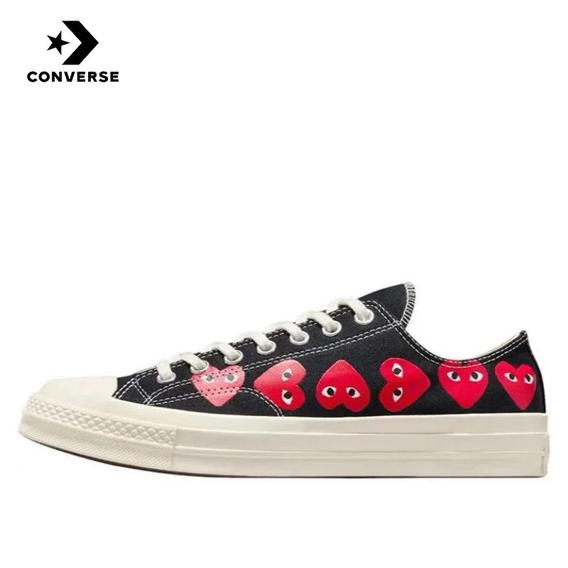 thumbnail image 1 of Zapatillas Converse Chuck 70 de caña baja, antideslizantes y resistentes al desgaste, con cordones, para hombre y mujer, en negro, blanco y rojo, 1 of 4