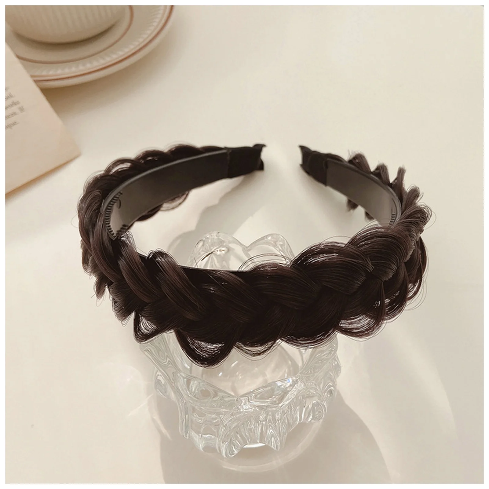 

Girls's Wide Side Headband Anti-Slip Twisted Braid Wig Hair Hoop Ties for Flower Girls Wedding Dating