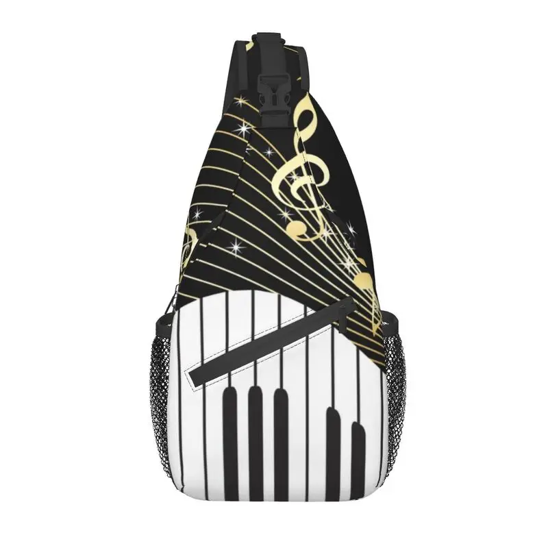 

Ivory Keys Piano Pianist Sling Crossbody Backpack Men Custom Elegent Music Note Chest Shoulder Bag for Cycling Camping Daypack