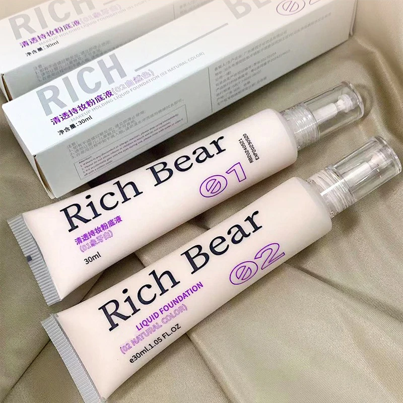 Liquid Foundation Ivory White Liquid Foundation Waterproof Lasting Concealer Full Coverage Brighten Face Moisturizing Oil-control
