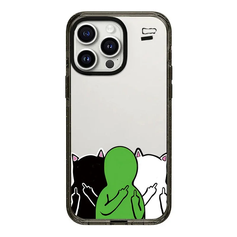 

Upgrade Acrylic Border Spoof Alien Cat Phone Case Cover for IPhone 11 12 13 14 15 Pro Max Case for IPhone 15 Pro Max