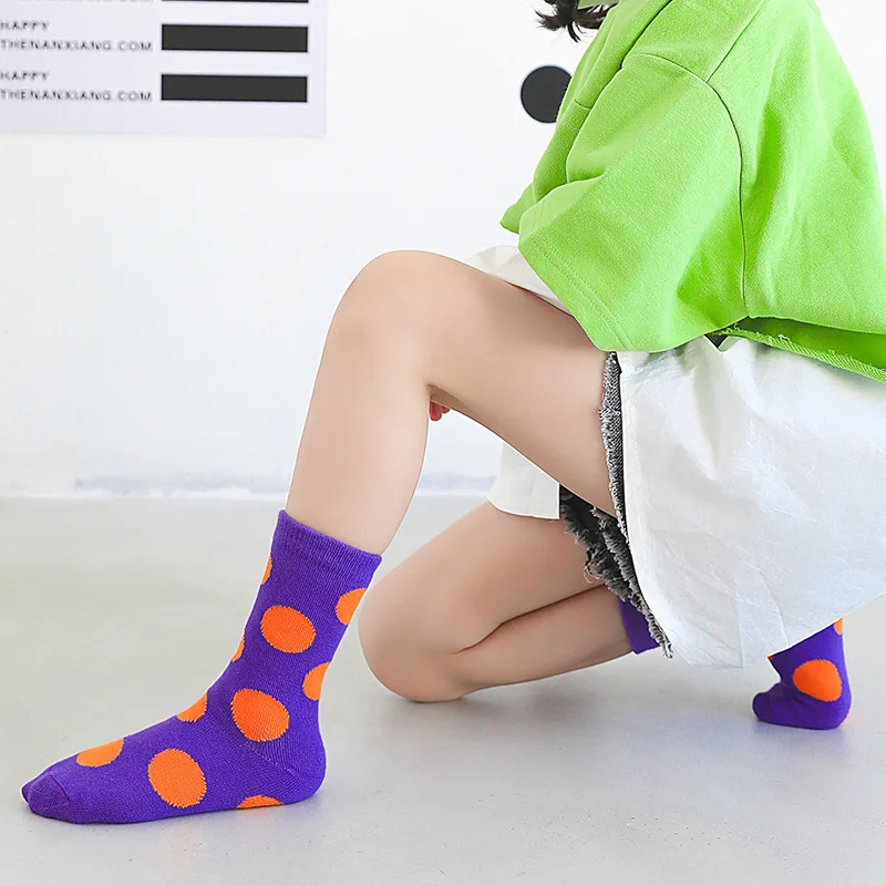 Рисунок 6 - 1 пара, Детские Разноцветные носки в горошек