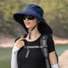 Women Wide Large Brim Sun Hat Bucket Hat Summer Outdoor Fishing Hiking UV Anti Neck Protection Shawl Visor Cap Ladies Hat Bonnet 4
