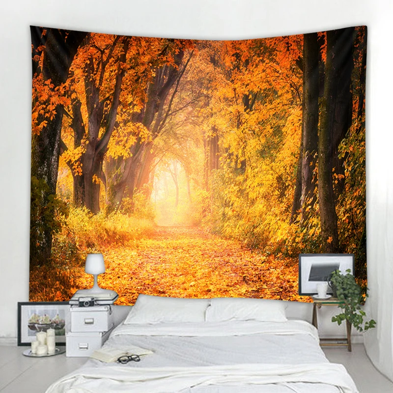 Tapestry Decorations Large Forest Landscape Decorative Tapestry Hippie Bohemian Gypsy Wall Decor Bedroom
