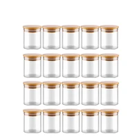 25ml Transparent Glass BottlesJars Vials Terrarium with Bamboo Lids for Art Crafts Wedding Favors 2pcs/5pcs/10pcs/12pcs/20/24pcs 1
