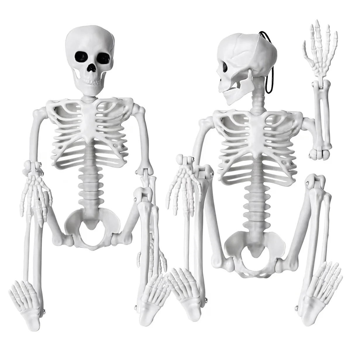

2Pcs Skeleton Halloween Decoration, 16 Inch Full Body Posable Halloween Hanging Skeleton for Indoor Outdoor Decoration