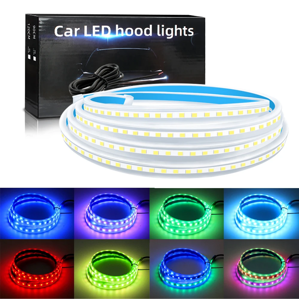 180cm Led Car Hood Lights Strip Universal Engine Hood Guide Decorative Light Bar