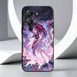 Stylish Black Shockproof Phone Case with Honkai Star Rail Cerydra Design for Poco M5 (Black10)