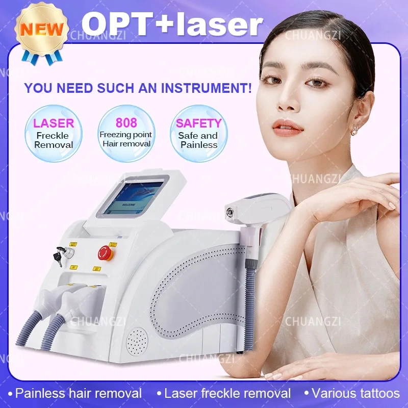 

Latest 2in1 Ipl nd yag Laser hair removal Machines Professional OPT Pico Q Switch Laser epilator Spot wrinkle remove Machine