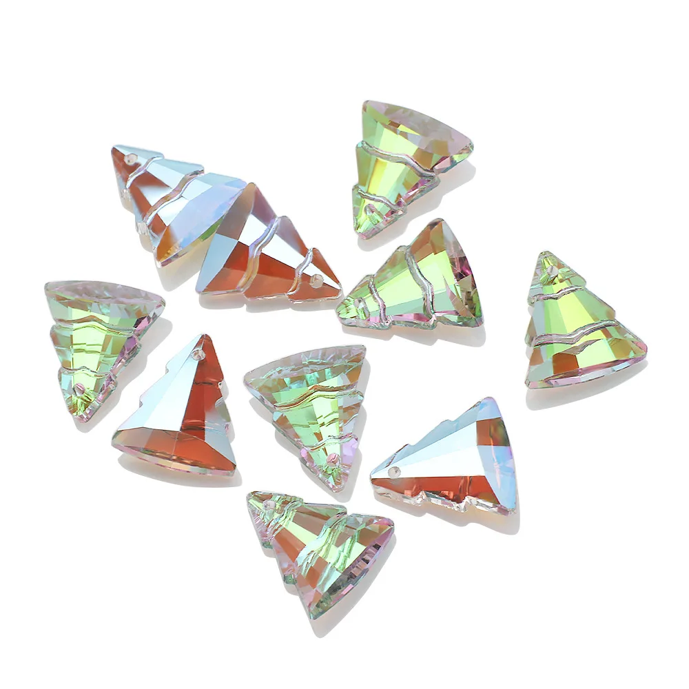 10 Stück Weihnachtsbaum grüne Glasperlen Kristallanhänger für DIY Charms Halskette Ohrringe Schmuckherstellung Zubehör Zubehör – Detail 5